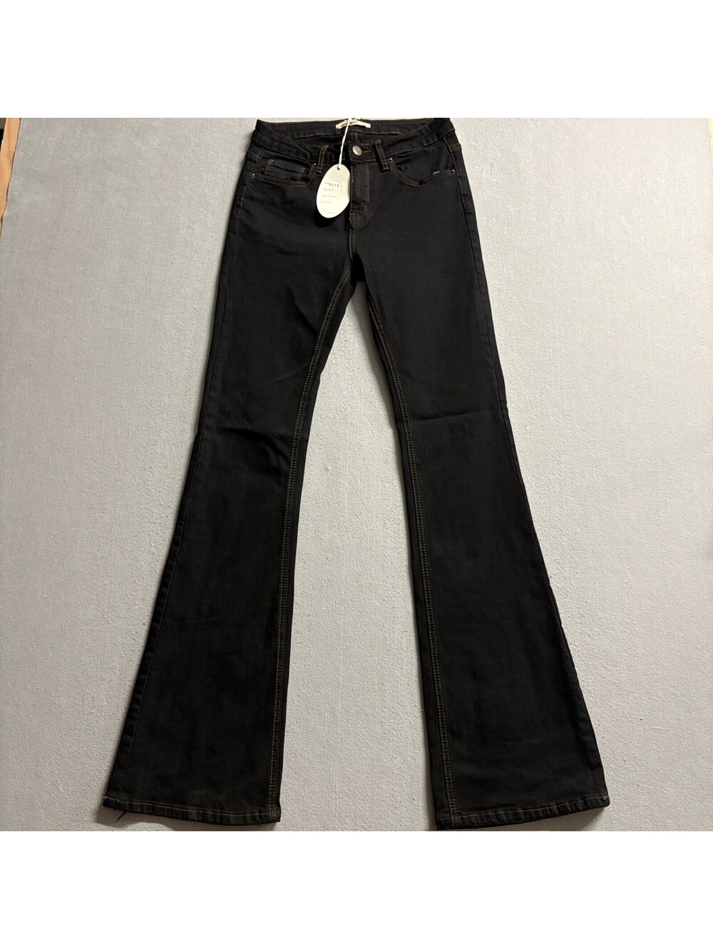 Bobore Flare Jeans Womens Size 25 Black Denim High Rise Bell Bottoms Stretch NWT